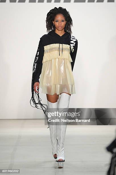 Model walks the runway at Namilia fashion show during New York Fashion Week: The Shows September 2016 at The Gallery, Skylight at Clarkson Sq on...