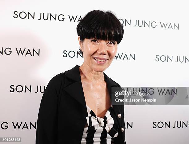 Designer Son Jung Wan backstage at the Sun Jung Wan fashion show during New York Fashion Week: The Shows at The Dock, Skylight at Moynihan Station on...