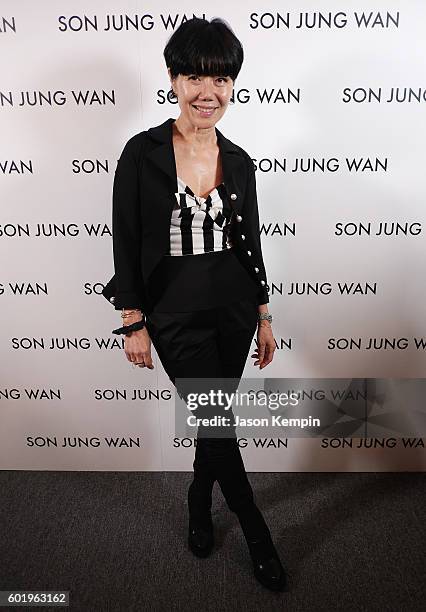 Designer Son Jung Wan backstage at the Sun Jung Wan fashion show during New York Fashion Week: The Shows at The Dock, Skylight at Moynihan Station on...