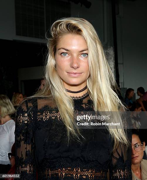 Model Jessica Hart attend Dion Lee Front Row September 2016 during New York Fashion Week at Pier 59 Studios on September 10, 2016 in New York City.