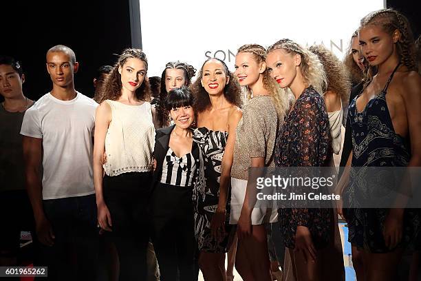 Designer Son Jung Wan attending Son Jung Wan and models - Backstage - September 2016 - New York Fashion Week: The Shows at The Dock, Skylight at...