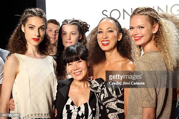 Designer Son Jung Wan attending Son Jung Wan and models - Backstage - September 2016 - New York Fashion Week: The Shows at The Dock, Skylight at...
