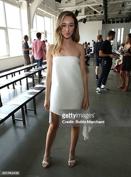 Alycia Debnam Carey attends Dion Lee Front Row September 2016 during New York Fashion Week at Pier 59 Studios on September 10, 2016 in New York City.