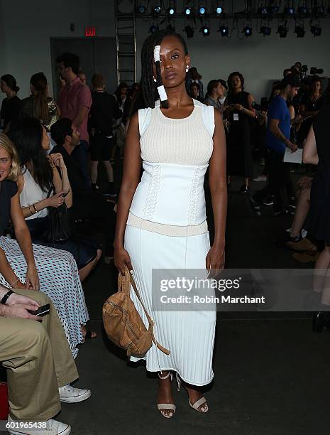 Kelela attends Dion Lee Front Row September 2016 during New York Fashion Week at Pier 59 Studios on September 10, 2016 in New York City.