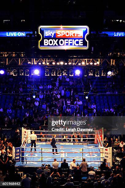 General view of the ring ahead of the Callum Smith of Great Britain and Norbert Nemesapati of Hungary WBC Silver Super Middleweight title fight at...