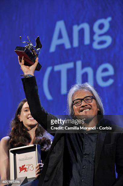 Lav Diaz attends the Closing Ceremony during the 73rd Venice Film Festival at Palazzo del Cinema on September 10, 2016 in Venice, Italy.