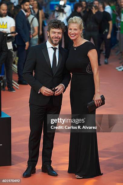 Anne Igartiburu and Pablo Heras-Casado attend FesTVal 2016 Television Festival close ceremony at Principal Teather on September 10, 2016 in...