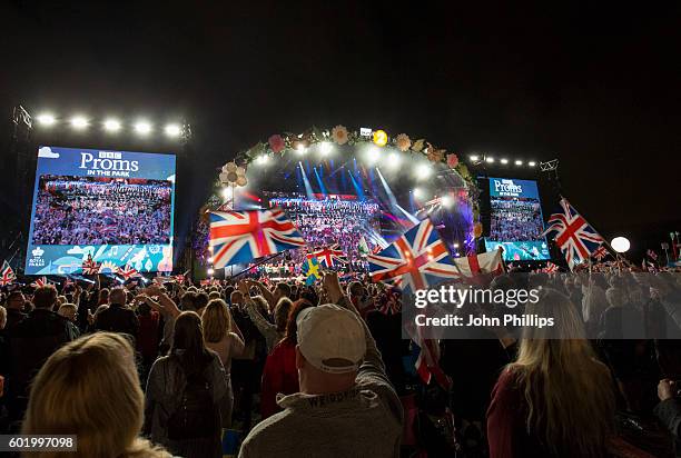 Members of the public during the BBC Proms In The Park at Hyde Park on September 10, 2016 in London, England.
