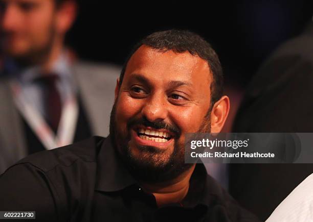 Prince Naseem Hamed looks on from ringside at The O2 Arena on September 10, 2016 in London, England.