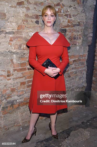 Actress Christina Hendricks attends the Christian Siriano fashion show during New York Fashion Week: The Shows at ArtBeam on September 10, 2016 in...