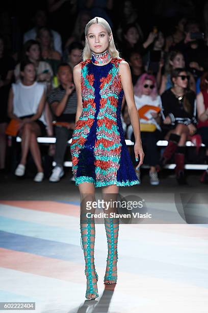 Model walks the runway at the Christian Siriano fashion show during New York Fashion Week: The Shows at ArtBeam on September 10, 2016 in New York...