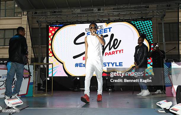 Singer Ayo Jay performs on stage during the 2016 Essence Street Style Block Party at DUMBO on September 10, 2016 in Brooklyn Borough of New York City.