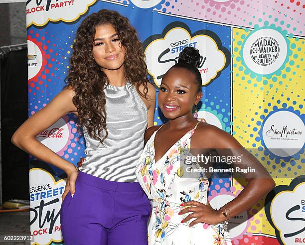 Singer Zendaya and actress Naturi Naughton attend the 2016 Essence Street Style Block Party at DUMBO on September 10, 2016 in Brooklyn Borough of New...