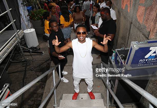 Singer Ayo Jay poses backstage during the 2016 Essence Street Style Block Party at DUMBO on September 10, 2016 in Brooklyn Borough of New York City.