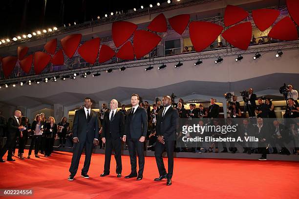 Denzel Washington, Walter Mirisch, Chris Pratt and Antoine Fuqua attend the premiere of 'The Magnificent Seven' during the 73rd Venice Film Festival...
