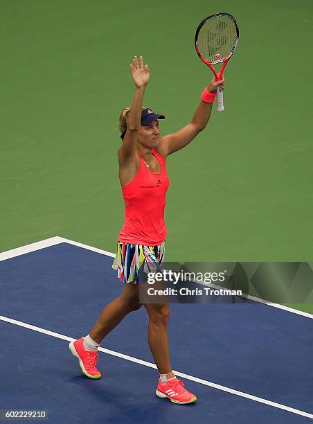 Angelique Kerber of Germany celebrates winning against Karolina Pliskova of the Czech Republic during their Women's Singles Final Match on Day...