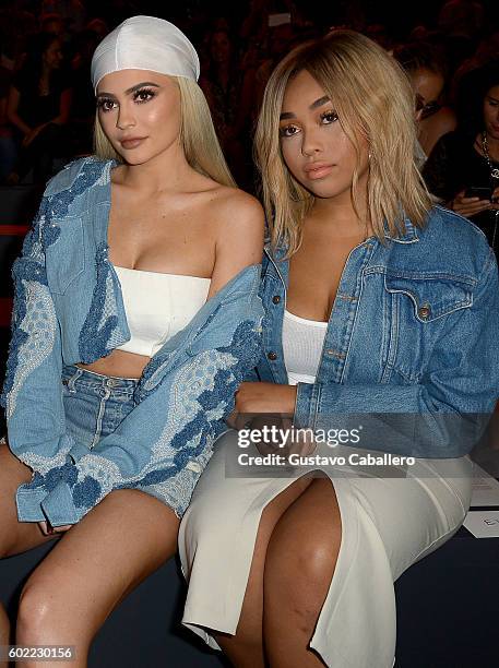 Kylie Jenner and Jordyn Woods attend the Jonathan Simkhai fashion show during New York Fashion Week: The Shows at The Arc, Skylight at Moynihan...