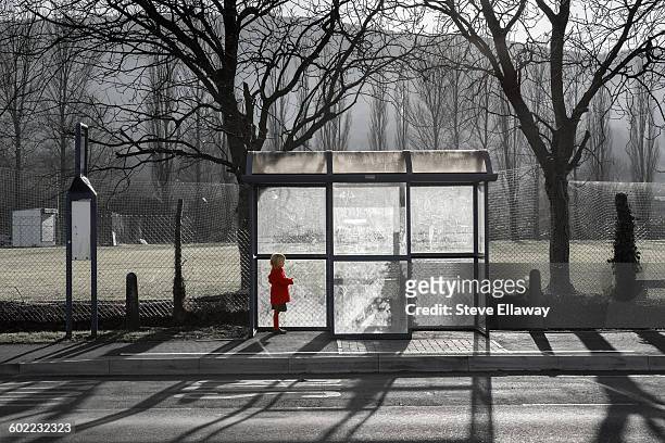 color stories - grey  - bus shelter ストックフォトと画像