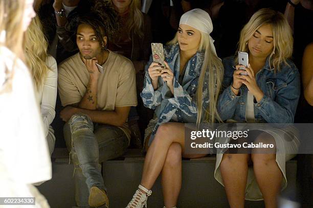 Kylie Jenner and Jordyn Woods attend the Jonathan Simkhai fashion show during New York Fashion Week: The Shows at The Arc, Skylight at Moynihan...