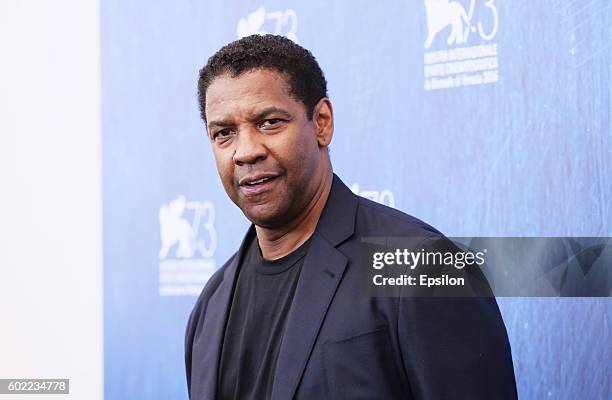 Denzel Washington attends the photocall for 'The Magnificent Seven' during the 73rd Venice Film Festival at Palazzo del Casino on September 10, 2016...