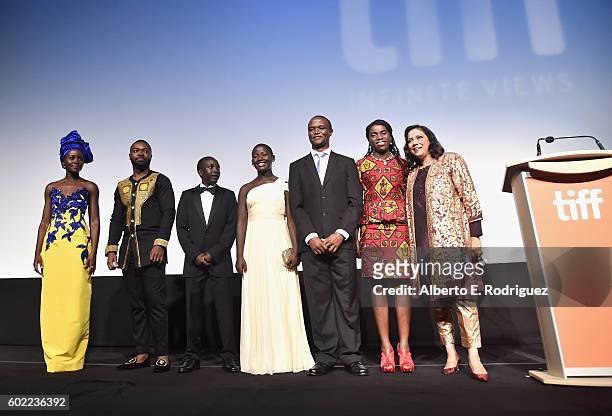 Actors Lupita Nyongo, David Oyelowo, Martin Kabanza, Madina Nalwanga, Chess Coach and Director of Sports Outreach in Uganda, Robert Katende, Ugandan...