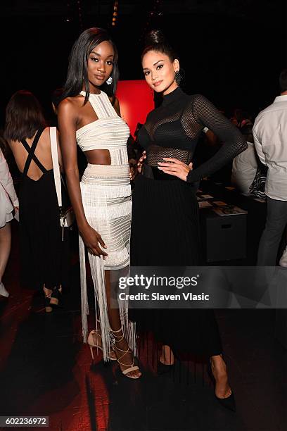 Miss USA Deshauna Barber and Miss Universe Pia Wurtzbach attend the Academy Of Art University Spring 2017 Collections fashion show during New York...