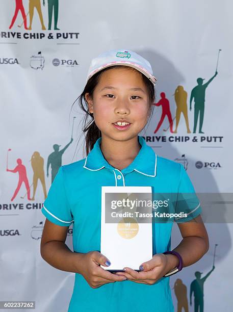 Maye Huang overall winner of the girls 7-9 at the Drive, Chip and Putt Regional Qualifier at Southern Hills Country Club on September 10, 2016 in...