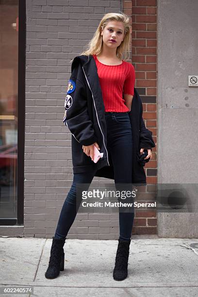 Meredith Mickelson is seen attending Ottolinger during New York Fashion Week on September 9, 2016 in New York City.