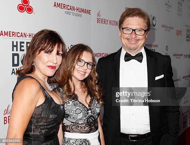 Actor Dave Foley, wife Chrissy Guerrero and daughter Alina Foley attend the Sixth Annual American Humane Association Hero Dog Awards at The Beverly...