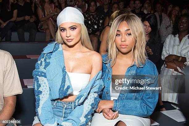 Personality Kylie Jenner and Jordyn Woods attend the Jonathan Simkhai fashion show during September 2016 MADE Fashion Week: The Shows at The Arc,...