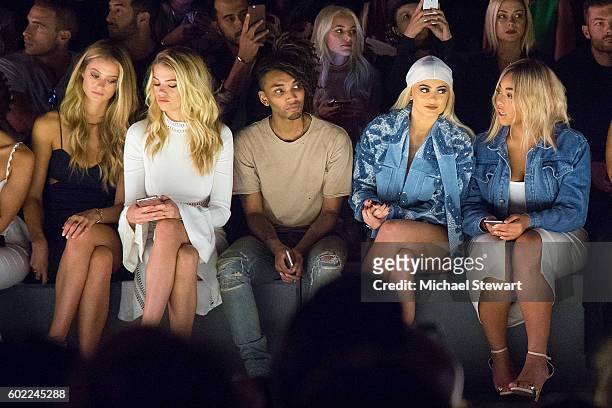Kate Lynne Bock, Hailey Clauson, Kylie Jenner and Jordyn Woods attend the Jonathan Simkhai fashion show during September 2016 MADE Fashion Week: The...