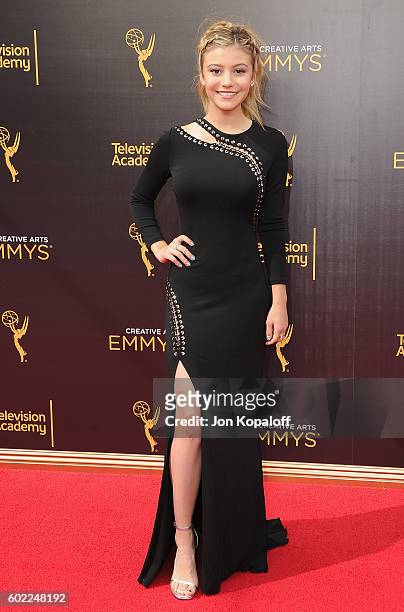 Actress G. Hannelius arrives at the 2016 Creative Arts Emmy Awards at Microsoft Theater on September 10, 2016 in Los Angeles, California.