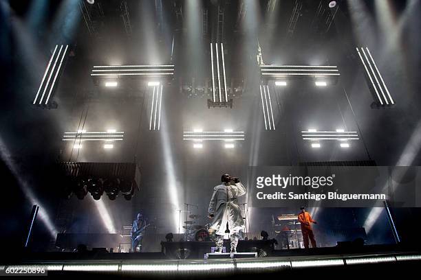 Till Lindemann of Rammstein performs during a show as part of the Maximus Festival at Parque de la Ciudad on September 10, 2016 in Buenos Aires,...