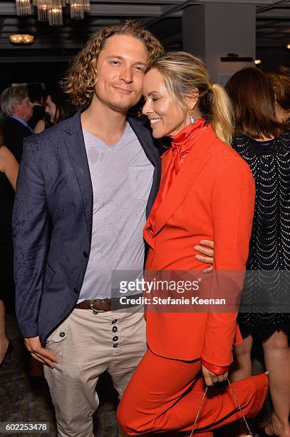 Elijah Allan-Blitz and actress Maria Bello at the Lion TIFF party hosted by GREY GOOSE Vodka and Soho House Toronto on September 10, 2016 in Toronto,...