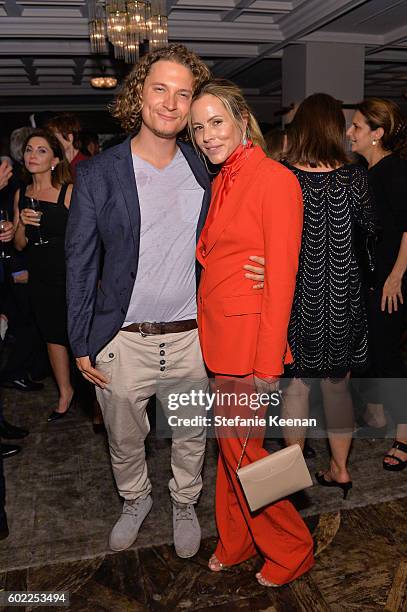 Elijah Allan-Blitz and actress Maria Bello at the Lion TIFF party hosted by GREY GOOSE Vodka and Soho House Toronto on September 10, 2016 in Toronto,...