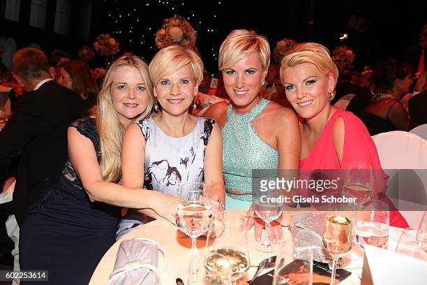 Andrea Kathrin Loewig and her sister Kerstin Ohlemann and Kamilla Senjo and her sister Juliana Senjo during the Leipzig Opera Ball 'Let's dance...