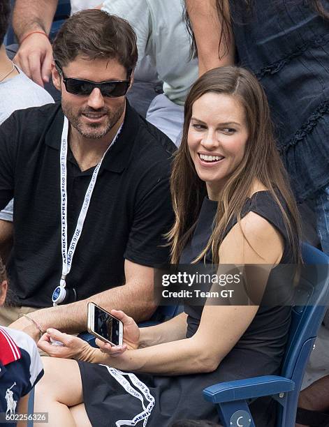 Hilary Swank and Ruben Torres seen at USTA Billie Jean King National Tennis Center on September 10, 2016 in the Queens borough of New York City.