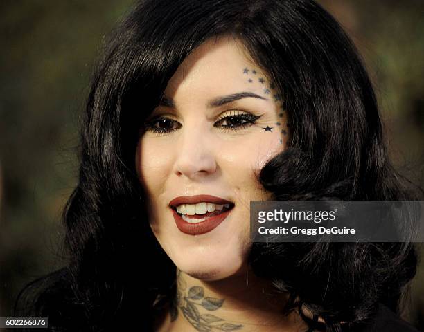 Tattoo artist Kat Von D arrives at Mercy For Animals Hidden Heroes Gala 2016 at Vibiana on September 10, 2016 in Los Angeles, California.