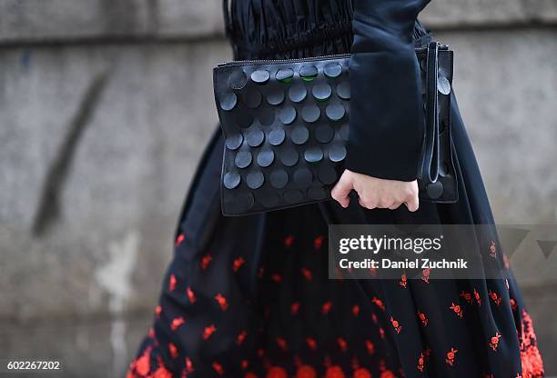Bag detail is seen outside the Jonathan Simkhai show during New York Fashion Week Spring 2017 on September 10, 2016 in New York City.