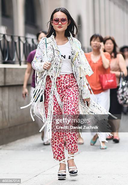 Guests are seen outside the Jonathan Simkhai show during New York Fashion Week Spring 2017 on September 10, 2016 in New York City.