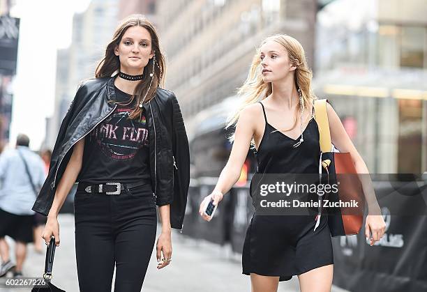 Models are seen outside the Jonathan Simkhai show during New York Fashion Week Spring 2017 on September 10, 2016 in New York City.