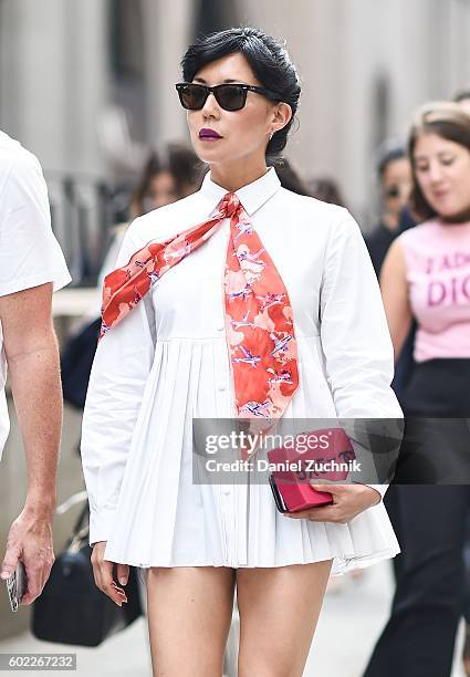 Jeannie Lee is seen outside the Jonathan Simkhai show during New York Fashion Week Spring 2017 on September 10, 2016 in New York City.