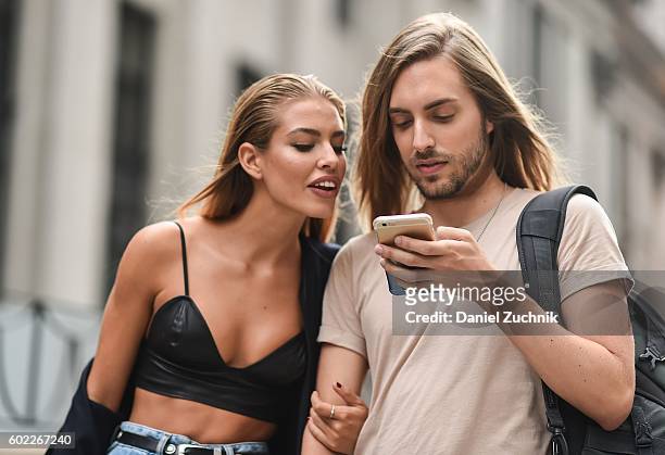 Models are seen outside the Jonathan Simkhai show during New York Fashion Week Spring 2017 on September 10, 2016 in New York City.