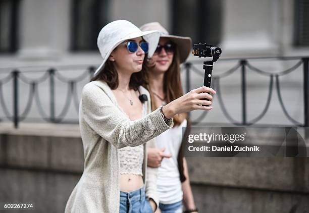 Guests are seen outside the Jonathan Simkhai show during New York Fashion Week Spring 2017 on September 10, 2016 in New York City.