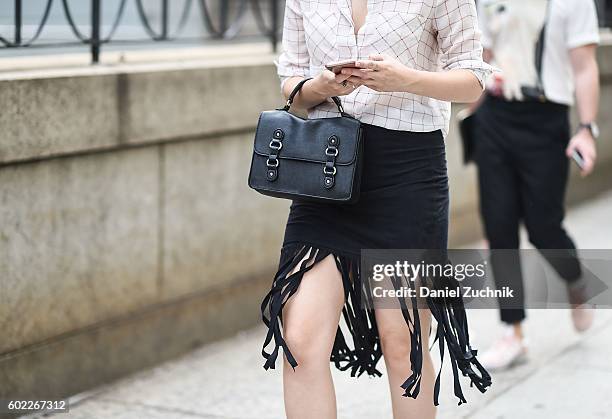 Bag detail seen outside the Jonathan Simkhai show during New York Fashion Week Spring 2017 on September 10, 2016 in New York City.