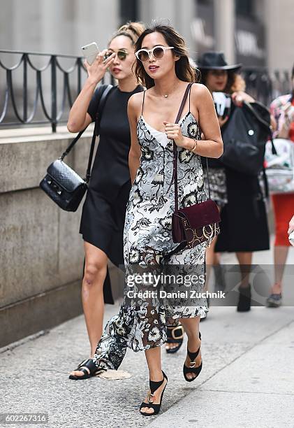 Dani Song and Aimee Song are seen outside the Jonathan Simkhai show during New York Fashion Week Spring 2017 on September 10, 2016 in New York City.