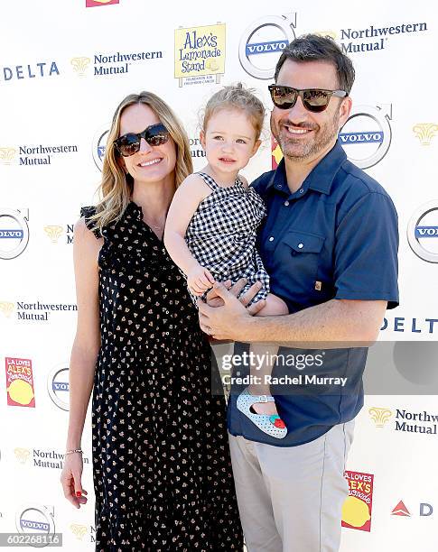 Tv host Jimmy Kimmel, wife Molly McNearney, and daughter Jane Kimmel attend the 7th annual L.A. Loves Alex's Lemonade at UCLA on September 10, 2016...