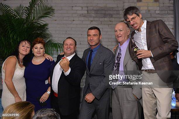 Linda Wepner, actor Liev Schreiber, protagonist Chuck Wepner and director Philippe Falardeau at The Bleeder TIFF party hosted by GREY GOOSE Vodka at...
