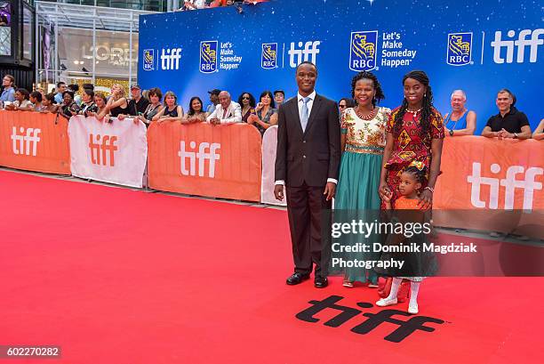 Robert Katende, Sarah Katende, Phiona Mutes, and Hope Katende attend the 'Queen of Katwe' premiere during the 2016 Toronto International Film...