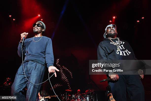 Andre 3000 and Big Boi of Outkast perform onstage at 2016 ONE Musicfest at Lakewood Amphitheatre on September 10, 2016 in Atlanta, Georgia.